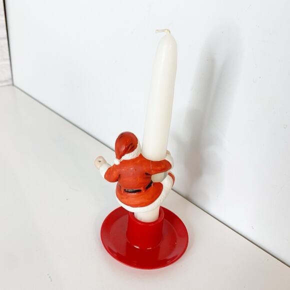 Vintage Hallmark Santa Claus Figurine Candle Hugger Holder Ceramic Christmas - Picture 3 of 8